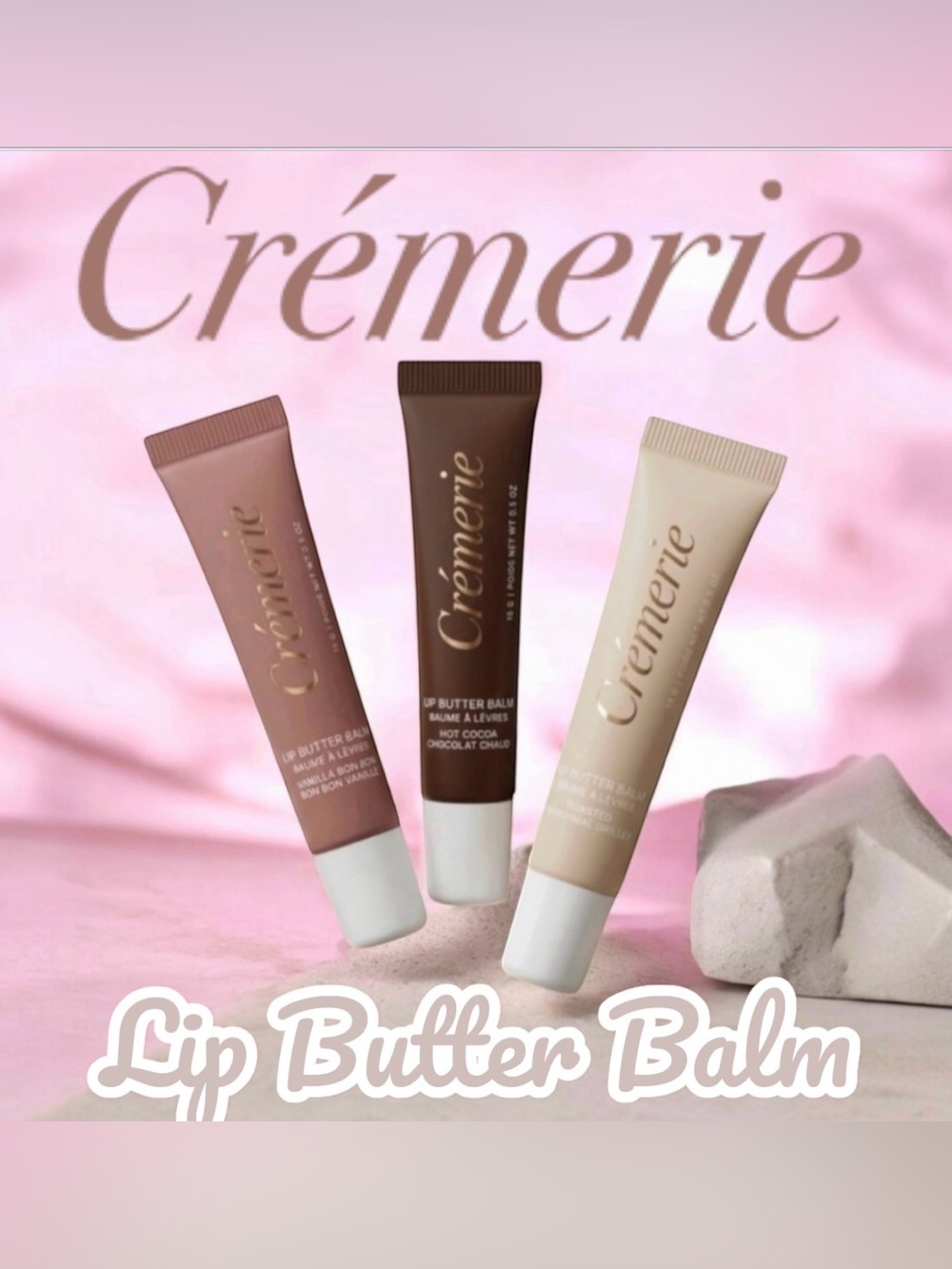 NEW Crémerie Lip Butter Balm Trio Bundle | Hot Cocoa, Vanilla, Marshmallow